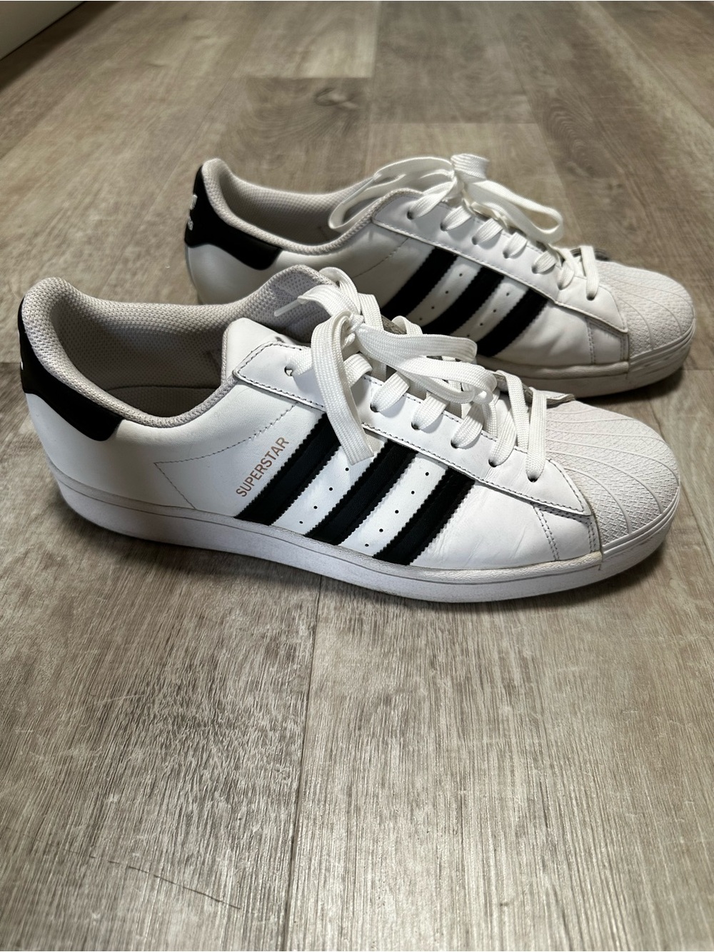 adidas White and Black Superstar Low-Top Sneakers